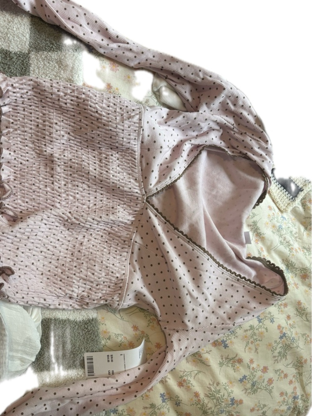 Nwt urban outfitters polka dot pink long sleeve size small